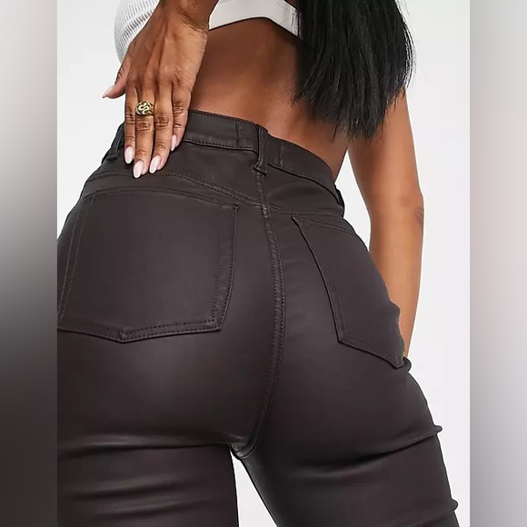 ASOS Design Power stretch flared jeans in coated chocolate brown 🍪 NWT 34/30 🍪 - Picture 8 of 12